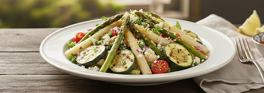 Tabouleh Blumenkohl mit Spargel und Zucchini
